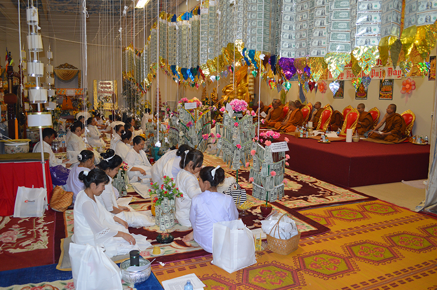 Worshippers at Buddhist temple